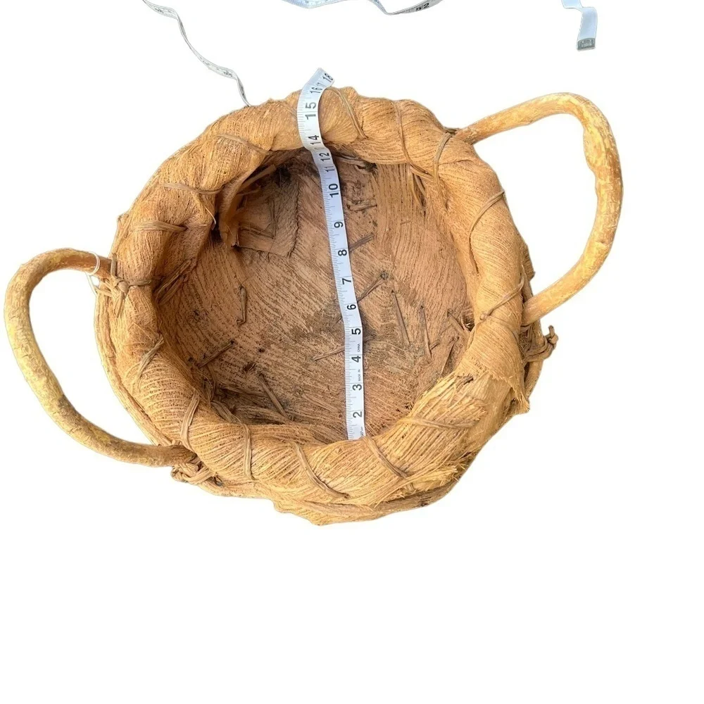 Vintage Tan Willow, Stained Bark, Curly Branch,‎ Basket, Large